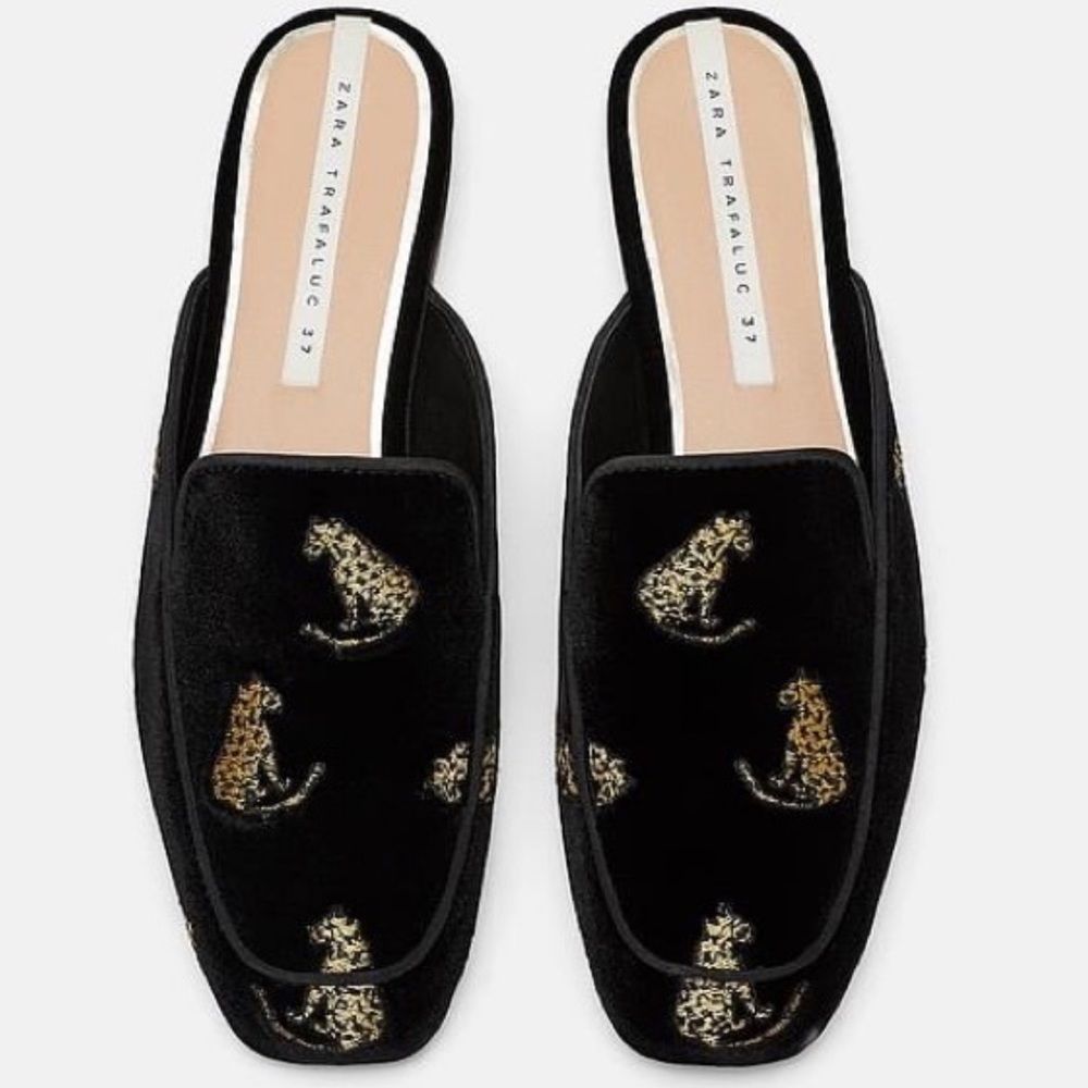 Zara Trafaluc Velvet Leopard Flats SOLD OUT